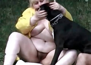 Dark-hued dog and a fat prostitute have supreme zoo bang-out