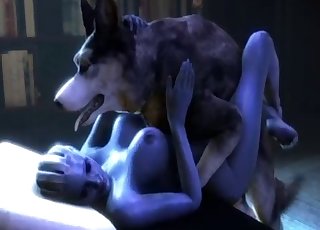 Blue alien mega-slut from Mass Effect fucks a mutt